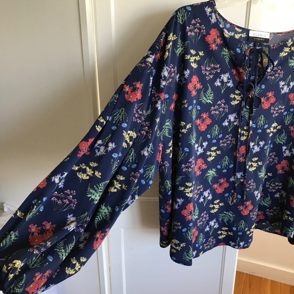 ELOQUII Floral Peasant Long Sleeve Boho Blouse Women’s Plus Size 18 -2X - Picture 5 of 16